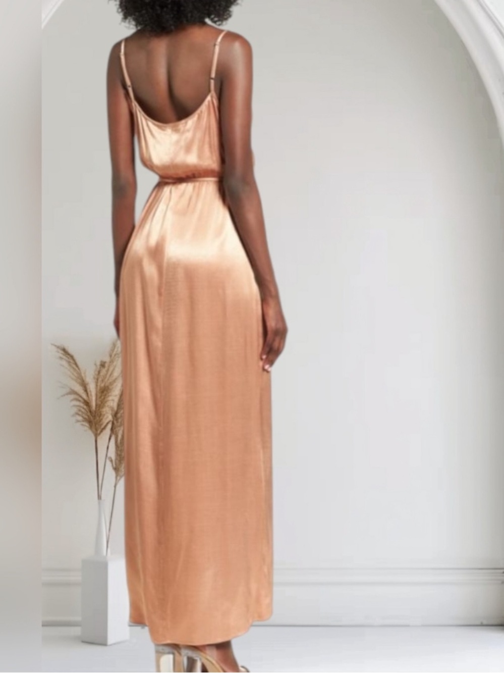 WAYF Tegan Satin Wrap Dress - Picture 3 of 9